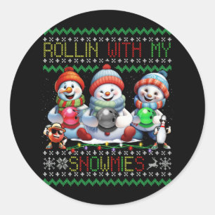 Sticker Rond Vilain Bowlers De Noël Lover Rollin Avec M