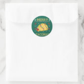 Sticker Rond Vilain Noël Taco TShirt Funny Tacos Cadeau Joyeux (Sac)