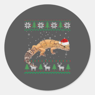 Sticker Rond Vilain Sweater Animaux de Noël Père Noël Leopard G