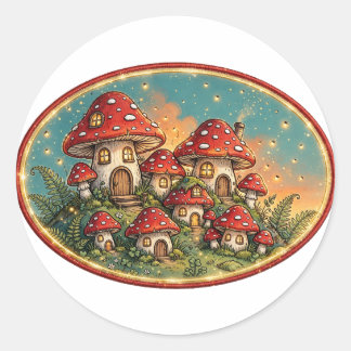 Sticker Rond Village Champignon