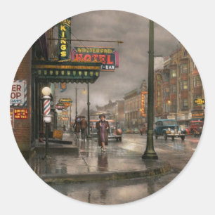 Sticker Rond Ville - Amsterdam NY - Appelez le 666 pour Taxi 19