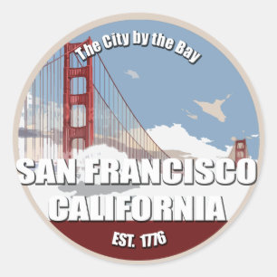 Sticker Rond Ville au bord de la baie, San Francisco California