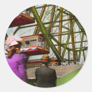 Sticker Rond Ville - Chicago, IL - La première grande roue 1893