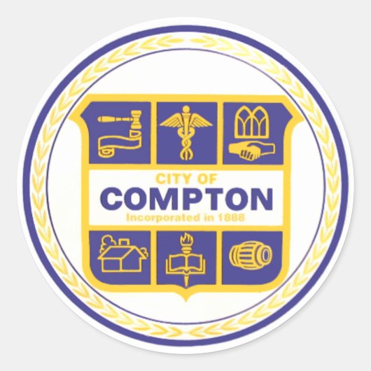 Sticker Rond Ville de Compton Seal (Californie) (Devant)