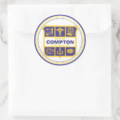 Sticker Rond Ville de Compton Seal (Californie) (Sac)