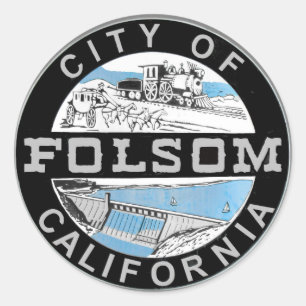 Sticker Rond Ville de Folsom logo graphique : Version graphique