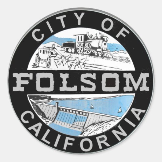 Sticker Rond Ville de Folsom logo graphique : Version graphique (Devant)