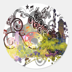 Sticker Rond Ville de Grunge