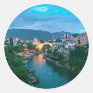 Sticker Rond Ville de Mostar - Bosnie-Herzégovine
