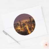 Sticker Rond Ville de nuit de Chicago (Enveloppe)