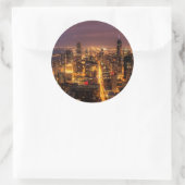Sticker Rond Ville de nuit de Chicago (Sac)