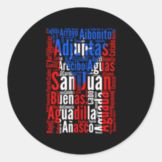 Sticker Rond Ville de Porto Rico Porto Rico Drapeau Boricua