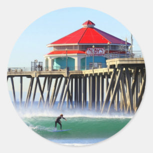 Sticker Rond Ville de surf