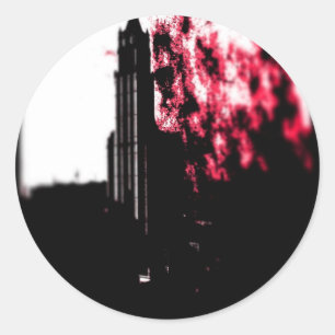 Sticker Rond Ville en feu