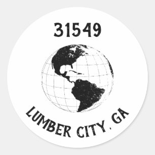Sticker Rond Ville State Code Zip Globe World Map