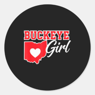 Sticker Rond Villes américaines Buckeye Girl Ohio Maison Heart