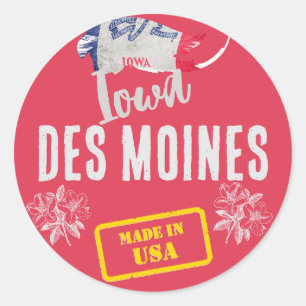 Sticker Rond Villes de l'Iowa