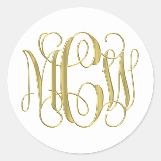Sticker Rond Vin blanc Preppy Script Monogramme do-it-yourself  (Devant)