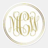 Sticker Rond Vin blanc Preppy Script Monogramme do-it-yourself  (Devant)