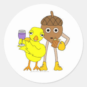 Sticker Rond Vin Chick Beer Nut