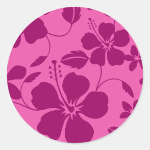 Sticker Rond Vin de Bourgogne Hula hawaïen (Hibiscus)