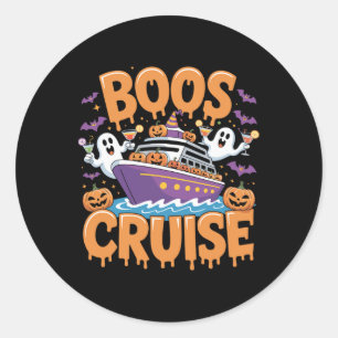 Sticker Rond Vin de fête d'Halloween Bière Boos Cruise
