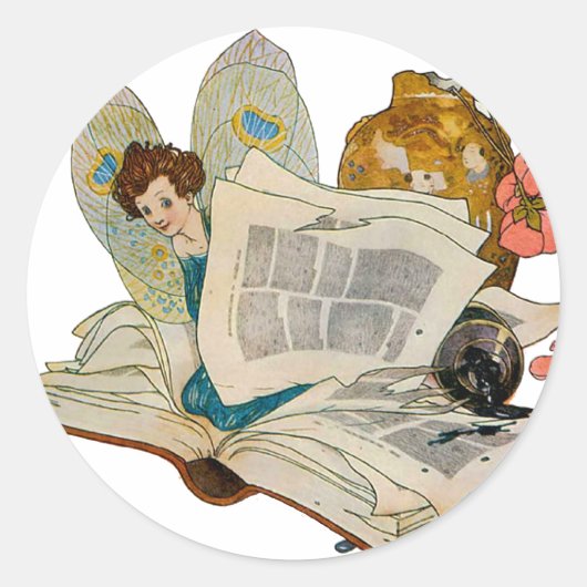 Sticker Rond Vin de livre Fairy (Devant)
