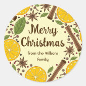 Sticker Rond Vin de Noël mulet épicé jaune clair (Devant)