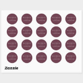 Sticker Rond Vin élégant moderne violet Mariage personnalisé (Feuille)