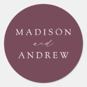 Sticker Rond Vin élégant moderne violet Mariage personnalisé (Devant)