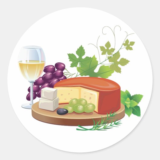 Sticker Rond Vin et fromage (Devant)