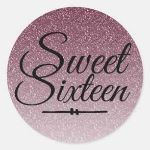 Sticker Rond Vin faux moderne violet parties scintillant ombre 