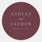 Sticker Rond Vin Merlot Bourgogne Mariage minimal (Devant)