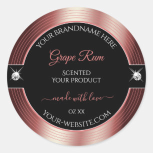 Sticker Rond Vin noir glamour brillant rouge brillants Étiquett