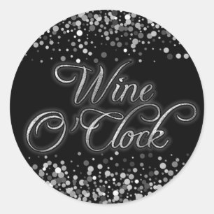 Sticker Rond Vin O'Clock Argent Étincelle