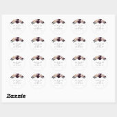 Sticker Rond Vin Plum Mauve Fall Floral Mariage (Feuille)