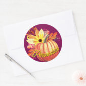 Sticker Rond Vin pourpre orangé citrouille d'automne (Enveloppe)