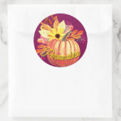 Sticker Rond Vin pourpre orangé citrouille d'automne (Sac)