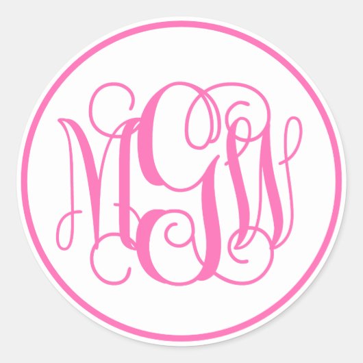 Sticker Rond Vin rose chaud blanc Monogramme, do-it-yourself BG (Devant)