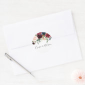 Sticker Rond Vin rouge de Bourgogne Floral Mariage (Enveloppe)