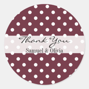 Sticker Rond Vin Rouge rond Polka personnalisé Merci pointu
