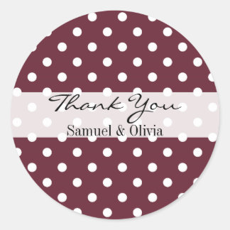 Sticker Rond Vin Rouge rond Polka personnalisé Merci pointu