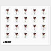Sticker Rond Vin rouge Rose Aquarelle Anniversaire (Feuille)