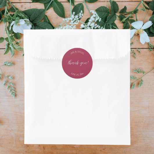 Sticker Rond Vin Rouge Stylisé Merci Mariage