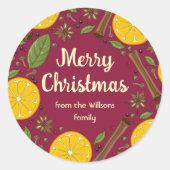 Sticker Rond Vin rougi de Noël bordeaux épicé (Devant)