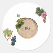 Sticker Rond Vin rustique Barrel Vignoble Mariage (Devant)
