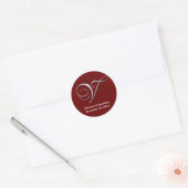 Sticker Rond Vin V initial rouge monogramme personnalisé nom fa (Enveloppe)
