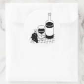 Sticker Rond Vin Verre et bouteille Raisins Boisson alimentaire (Sac)