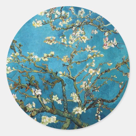 Sticker Rond Vincent van Gogh, Arbre aux amandes en fleurs (Devant)