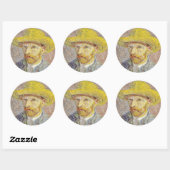 Sticker Rond Vincent van Gogh - Autoportrait avec Casquette de  (Feuille)